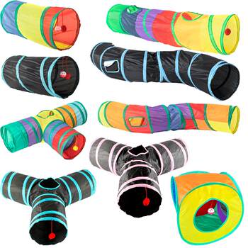 Cross-border spot manufacturer rainbow three-way cat channel hair ball cat toy runway pet toy supplies