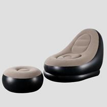 New adult inflatable lazy sofa with recliner simple flocking folding sofa portable footrest for nap