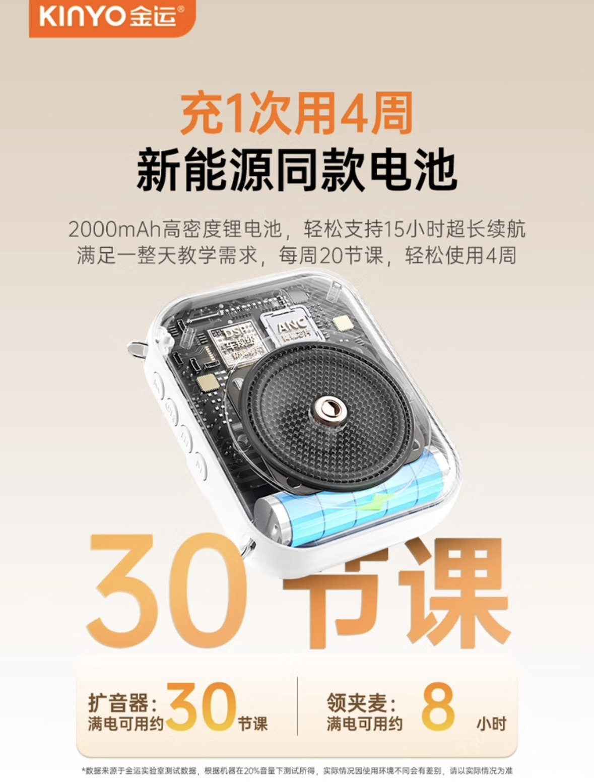 Wireless Lavalier Microphone Amplifier for Teachers, Dual Microphone, High Volume Lecture Machine, Jinrun