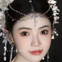 Exotic headwear Hanfu ancient style hair accessories feminine forehead ornaments crystal eyebrow pendant bridal hair chain photo props