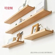 No punching new solid wood wall shelf wall hanging layer bookshelf living room decorative shelf hanging wall one-word partition
