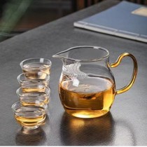 Thickened glass fair cup green tea tea infuser teapot heat-resistant square crescent filter tea leakage integrated tea dispenser