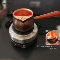 A complete set of Gansu cans copper tea cans hand-made thickened copper fair cups tea dividers heating electric stoves