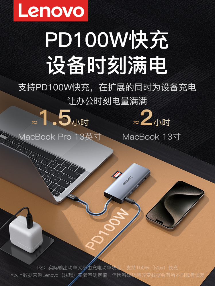 Lenovo Docking Station Type-C Plug Multi-Port USB Hub Expansion HDMI Adapter Screen Projection Converter Suitable for Apple MacBook Laptop iPad Tablet Phone Hub