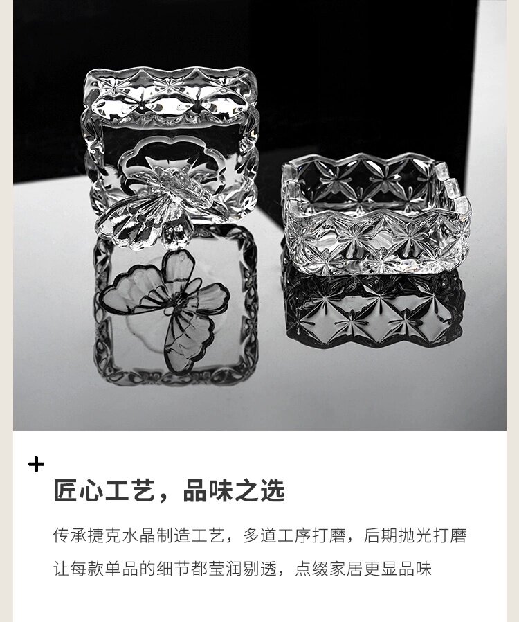 товар из китая bohemia捷克进口水晶玻璃蝴蝶咖啡糖缸 高档客厅蝴蝶摆件家用轻奢