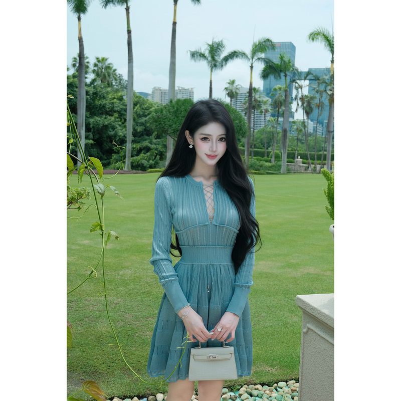 【Rose Owner8.4/14 O'Clock New Arrivals】Gentle yet Firm, Elegant Waist-Cinching Long-Sleeved Knit Dress 【Rose Owner8.4/14 O'Clock New Arrivals】Gentle yet Firm, Elegant Waist-Cinching Long-Sleeved Knit Dress