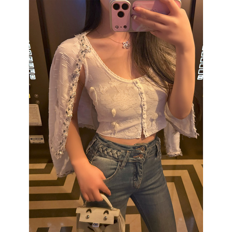Rose Owner Lan Ting Xuebai Early Autumn Chanel-Style Jacket + Jacquard Vest + Jeans Three-Piece Set Rose Owner Lan Ting Xuebai Early Autumn Chanel-Style Jacket + Jacquard Vest + Jeans Three-Piece Set