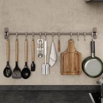 Kitchen utensil hooks free of punching Taiao Ma Kong aluminum wall-mounted kitchen pole rack storage spoon rack hanging pot spatula hook