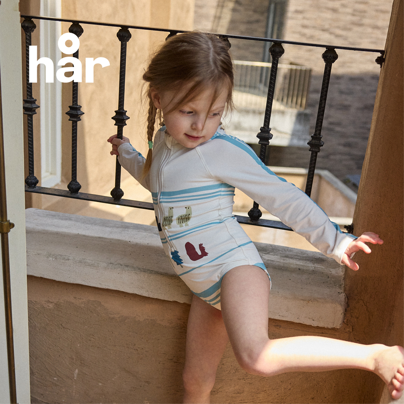Har 2025 Summer New Children's Swimwear, Kids' Summer Long-Sleeved One-Piece Triangle Swimsuit, 2-Piece Set