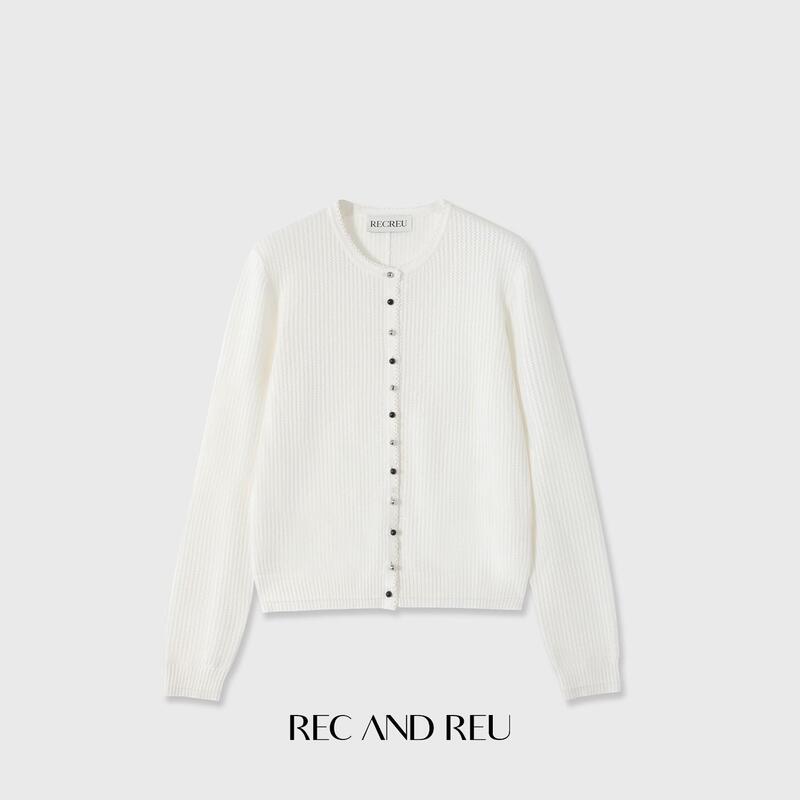 Rec and Reu【Fragrant Nainai Vintage Style】Jennie's Beautiful and Elegant Wool-Blend Knit Cardigan