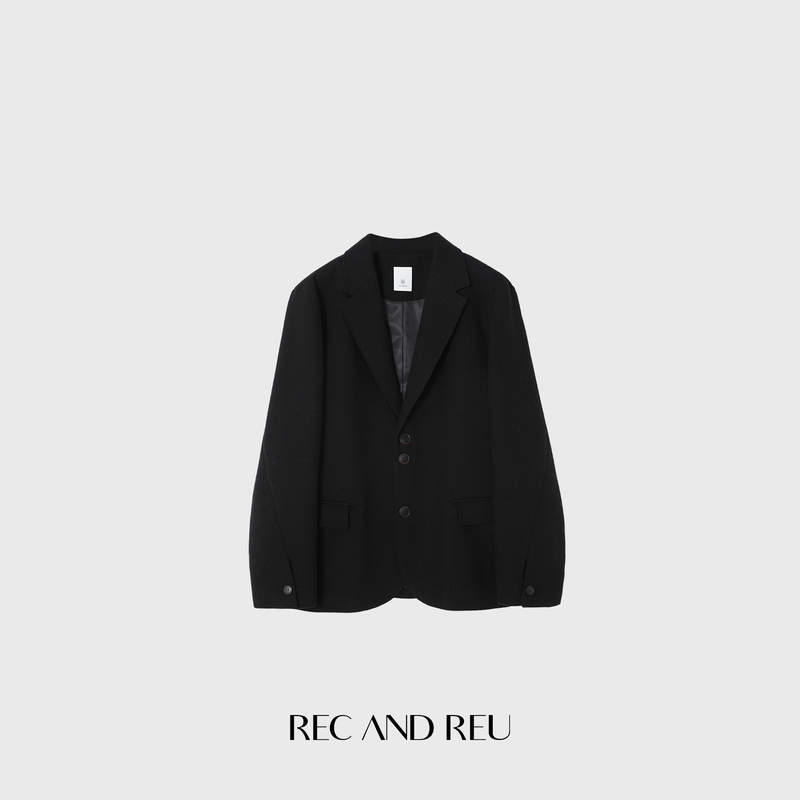 Rec and Reu【Original Suit】Wool Minimalist Silhouette Two-Tone Woolen Coat Jacket Rec and Reu【Original Suit】Wool Minimalist Silhouette Two-Tone Woolen Coat Jacket