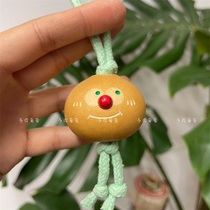 Natural gourd pendant with big eyes and red nose paper toy hand-twisted carving bag trailer hanging ornament·Big Eyed Boy