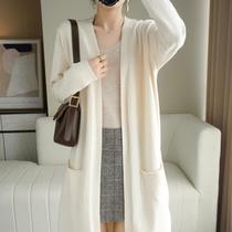 New in stock quick release 2024 early spring new cardigan jacket womens mid-length loose sweater with shawl large size