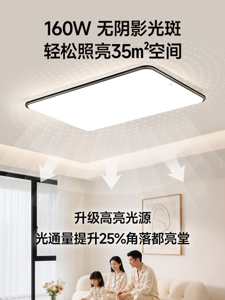 Hp Lighting Living Room Ceiling Lamp Modern Simple Ultra-Thin Eye Protection Master Bedroom Dining Room Lamp Combination Whole House Package