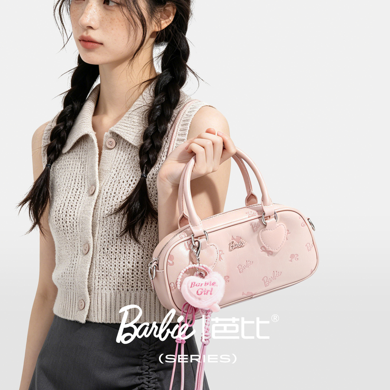 Barbie/Barbie High-End Luxury Niche Embossed Bowling Bag Women's Commuter Handbag Shoulder Bag