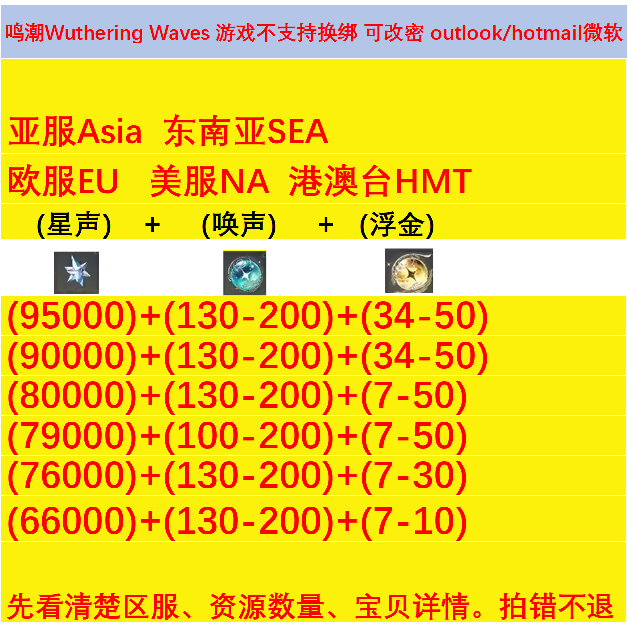 Wuthering Waves International Server Globaleunasia Southeast Asia Sea Europe and America Self-Drawn Accounts
