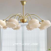 Lily of the valley flower French medieval cream style chandelier retro light luxury American living room dining room bedroom all copper chandelier
