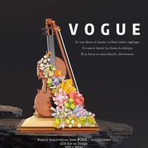 New Flower Movement Violin Small Particle Assembled Building Blocks Girls Children Puzzle Piano Ornaments Christmas