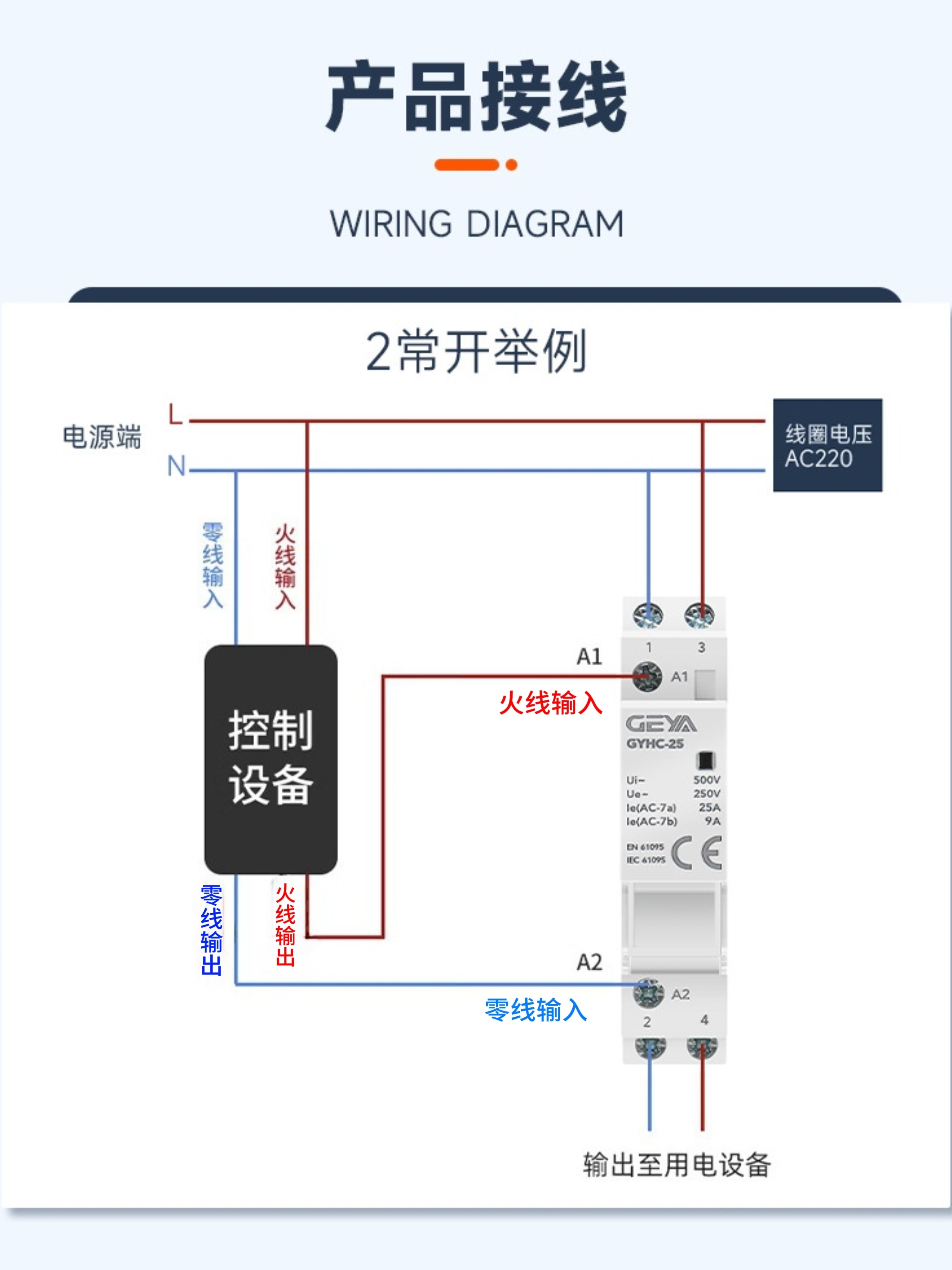 Fully Automatic Ac Contactor, Small Rail-Mounted, Low Noise, 220V Normally Open, Suitable for Multi-Scenario Electrical Control