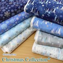 Japan imported pure cotton Christmas snowy forest snowflake dress shirt handmade fabric doll clothing fabric