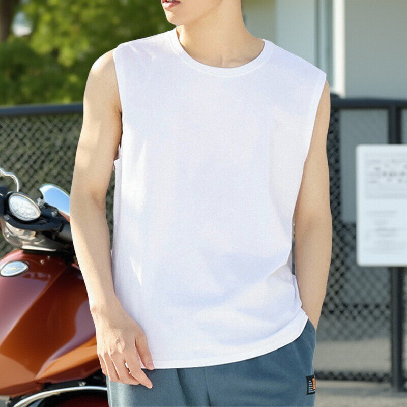 Vest Short-Sleeved T-Shirt Pure Cotton Summer Men's Top Casual Men's T-Shirt Inner Wear Fitness Vest Sports