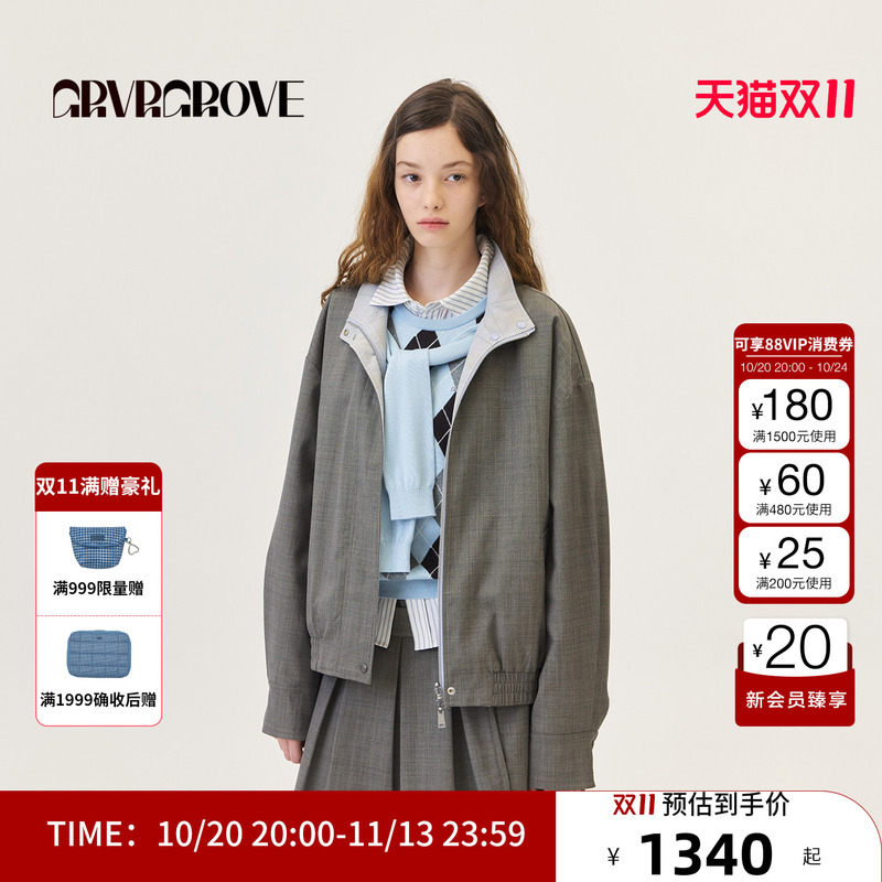 Grvr Grove Official Flagship Store 2026Ps Spring Reversible Small Stand-Up Collar Jacket Gp26Jpc07