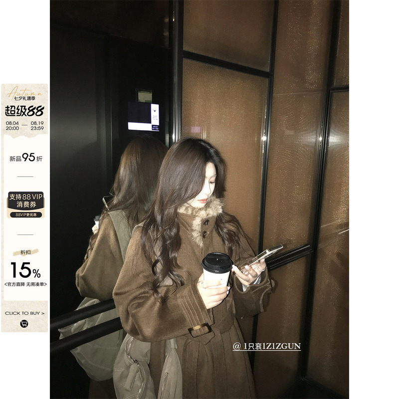 1Z1Zgun Is My Favorite! a Luxurious Item. Faux Rabbit Fur Collar, 100% Sheep Wool Double-Sided Woolen Coat for Women 1Z1Zgun Is My Favorite! a Luxurious Item. Faux Rabbit Fur Collar, 100% Sheep Wool Double-Sided Woolen Coat for Women