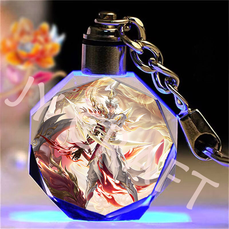 King of Glory Keychain Birthday Gift for Men and Women, Souvenir, Glowing Crystal Backpack Pendant, Game Merchandise
