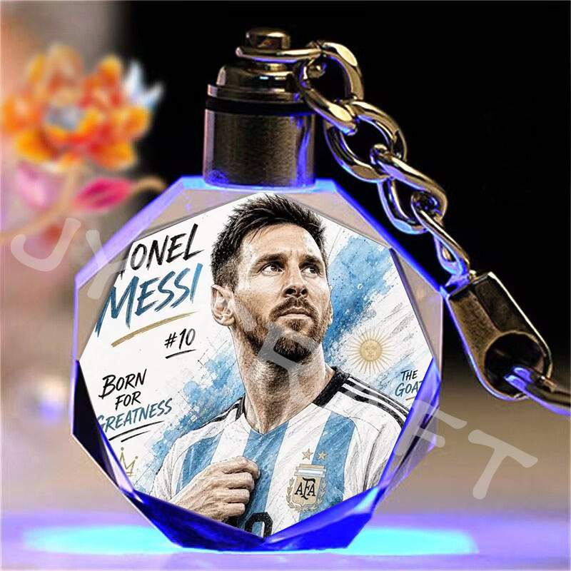 Harland, Cristiano Ronaldo, Messi, Mbappe Crystal Glowing Keychain Backpack Pendant World Cup Gift for Friends and Classmates