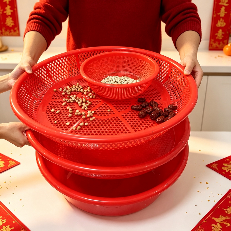 Red Wedding Basin Set, Plastic Large Round Plate, Thickened Bride's Dowry Wedding Basin Set, Offering and Worship Tray Red Wedding Basin Set, Plastic Large Round Plate, Thickened Bride's Dowry Wedding Basin Set, Offering and Worship Tray