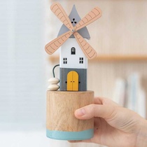 Living room wooden house windmill station small ornaments cream style Japanese style childrens room wine cabinet blue desk
