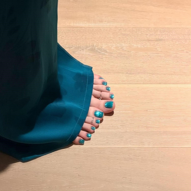 Handmade Toenail Patches in Green Series with Cat-Eye Sparkle, 2026 New Model, Wearable Toenails That Make Nails Appear Whiter, Spring Collection