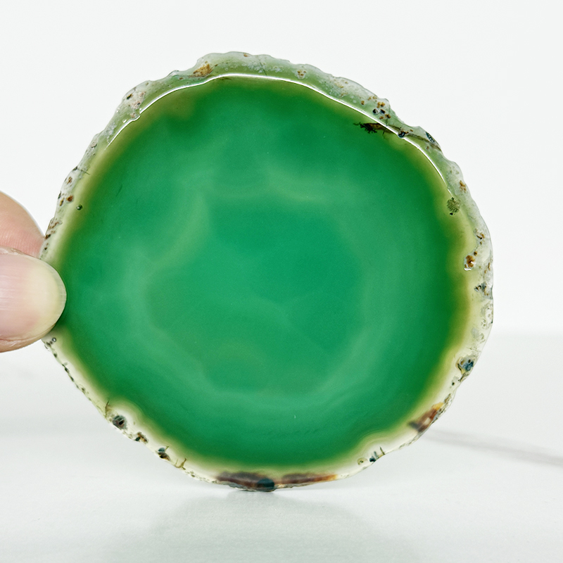 6-9cm Oval Green Crystal Agate Slices DIY Creative Soft Decorations Home Furnishings High-End Coasters