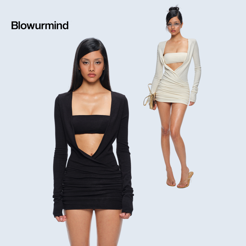 Bum【Sexy Release】Deep V-Neck Wide Neckline Visually Slimming Waist and Hips Double-Layer Non-See-Through & Padded Bustier Dress Bum【Sexy Release】Deep V-Neck Wide Neckline Visually Slimming Waist and Hips Double-Layer Non-See-Through & Padded Bustier Dress