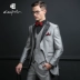 Nam tuxedo Suit tay áo Trình diễn Nhạc trưởng Trang phục Chú rể Váy cưới Ba mảnh Host Suit Nam áo khoác blazer nam Suit phù hợp