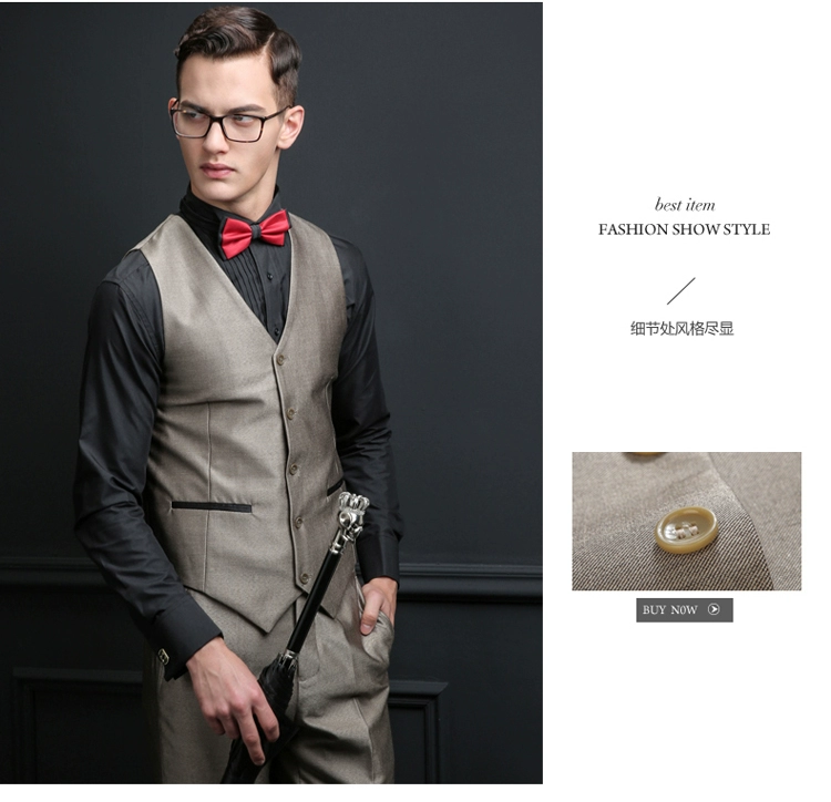 Nam tuxedo Suit tay áo Trình diễn Nhạc trưởng Trang phục Chú rể Váy cưới Ba mảnh Host Suit Nam