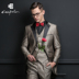 Nam tuxedo Suit tay áo Trình diễn Nhạc trưởng Trang phục Chú rể Váy cưới Ba mảnh Host Suit Nam đồ nam đẹp 2021 Suit phù hợp