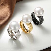 Elegant Shell Imitation Pearl Ring for Women Girl Gold Silve