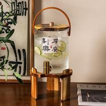 Japanese-style cold kettle glass high temperature resistant household commercial large capacity lemon ice tea juice bucket cold kettle with faucet