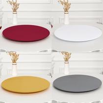 Hotel large round table turntable protective cover round glass turntable cover solid color turntable cover restaurant tablecloth thickened elastic cover