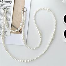 Simple long and short mobile phone case lanyard womens halter neck cross-body back hanging chain high-end fashion pearl chain portable