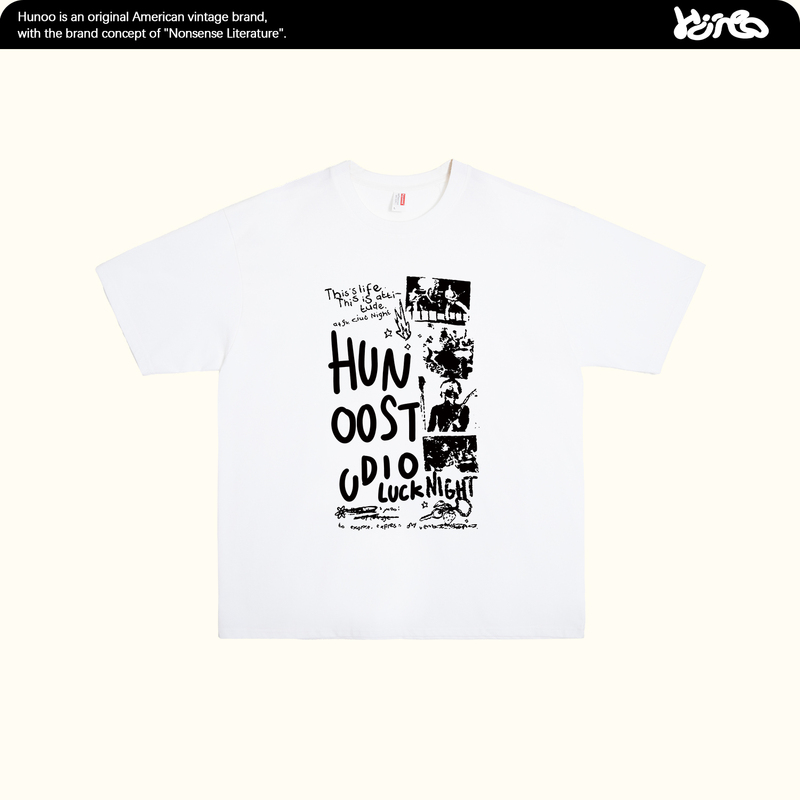 Hunoo American Retro "Club Night" Distressed Printed Short-Sleeved T-Shirt for Women, Fashionable Street Style Top