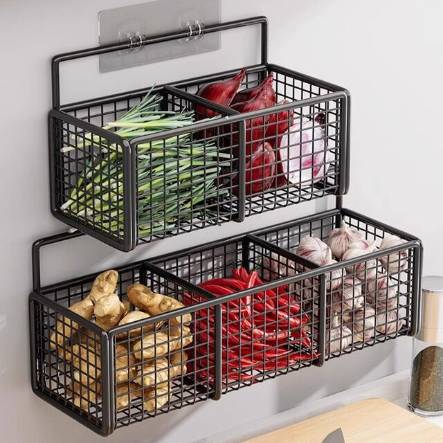 Onion, Ginger, Garlic Storage Box Kitchen Storage Shelf No Punching