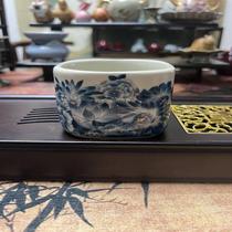 Sprinkled gold square blue and white master cup