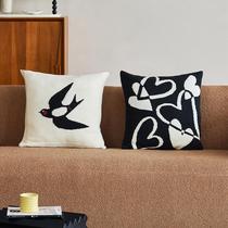 Moyu Swallow Knitted Cushion Pure Cotton Comfortable Skin Friendly Removable Pillow Living Room Home Backrest Model Room