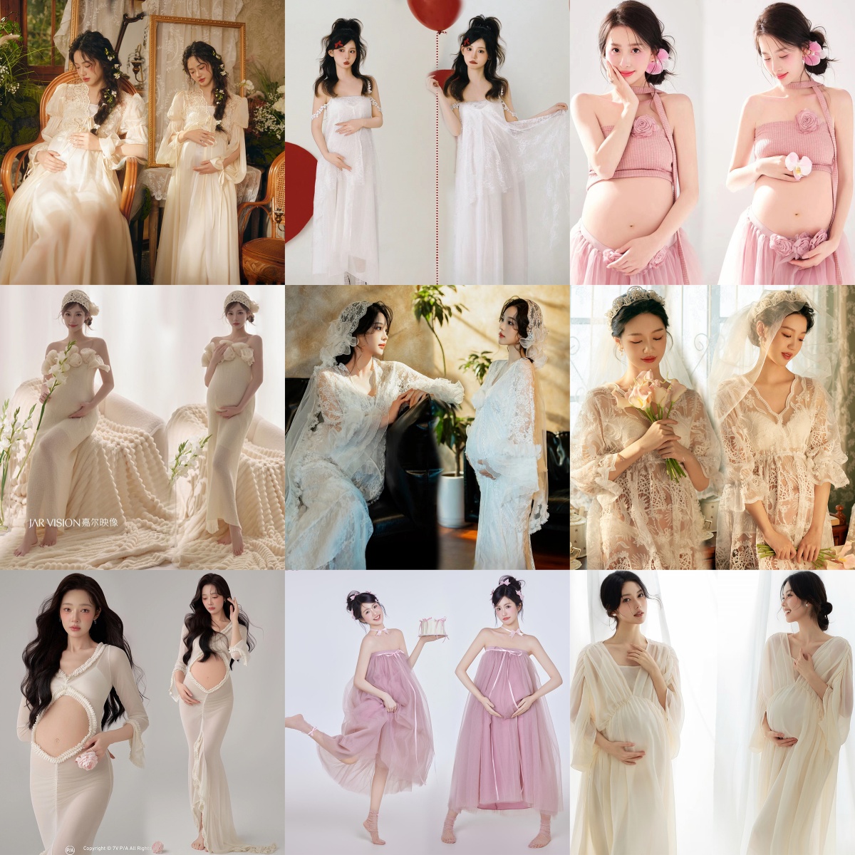 孕妇照服装影楼主题法式小清新孕妈大肚拍照礼服孕妇照衣服在家拍，轻松拥有唯美孕期回忆！