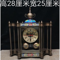 Old-fashioned enamel cloisonne table clock mechanical watch manual winding alarm clock Western watch collection film and television props