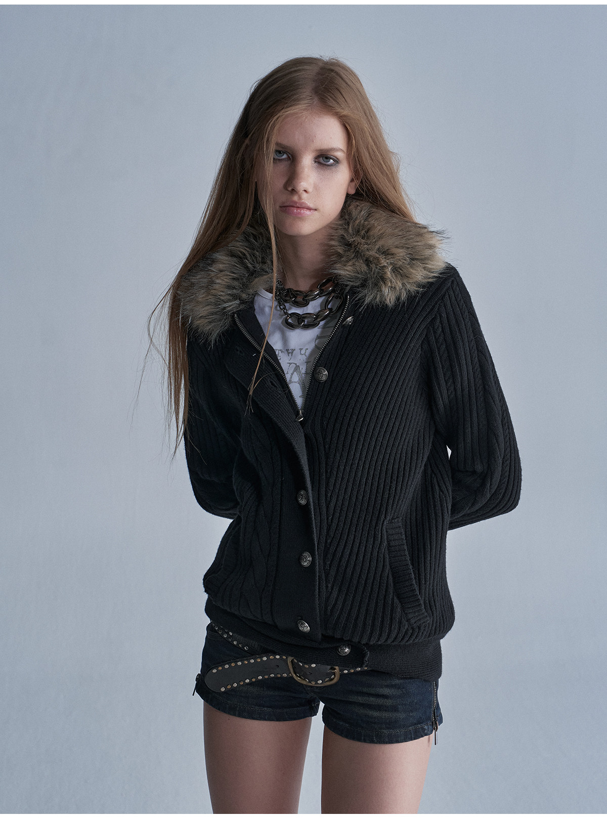wear And tear Asymmetric Cable-Knit Zip Cardigan