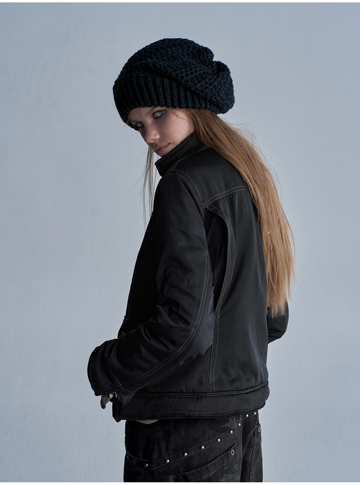wear And tear Stand Collar Zip-Up Padded Jacket