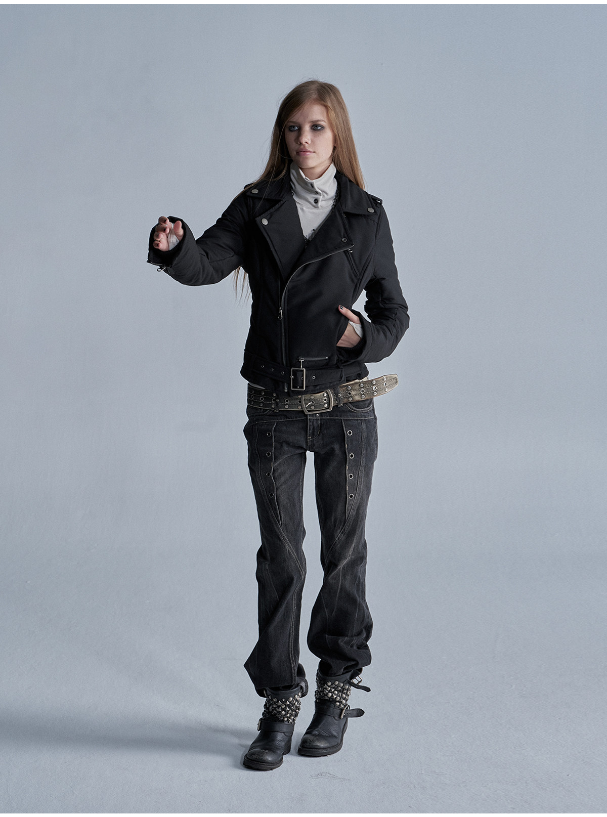 wear And tear Asymmetric Belted Punk Padded Jacket
